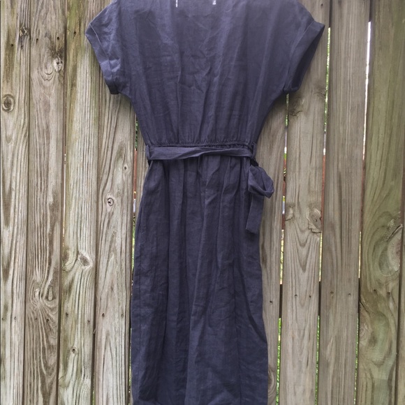 OffOn linen charcoal blue dress with pockets - Picture 5 of 8